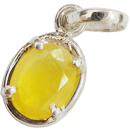 Natural Pukhraj (Yellow Sapphire) Silver Locket; Original & Certified